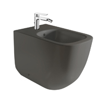 Bidé negro mate con grifo y válvula