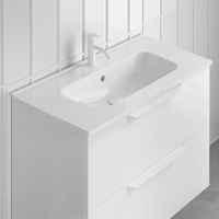 Lavabo cerámico blanco brillo 60 u 80 cm fondo reducido 39 cm