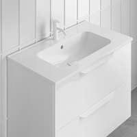 Lavabo cerámico blanco brillo 60, 70, 80 o 100 cm fondo estándar 46 cm