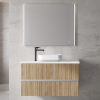 Mueble 2 cajones 60, 80 o 100 cm (tiradores en cromo, negro u oro) con lavabo en bowl